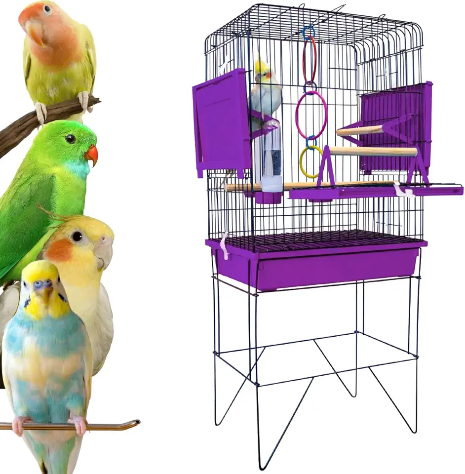 Viveiro Para Calopsita Grande Triplex Slim Playground Gaiola Para Pássaros (Lilás)