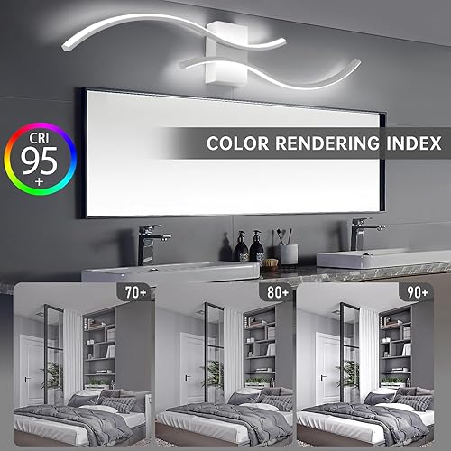 Miniatura 2 de CANEOE Aplique de pared moderno, lámpara de pared LED de tira larga blanca, lámpara de pared de interior con diseño ondulado de 39 pulgadas para