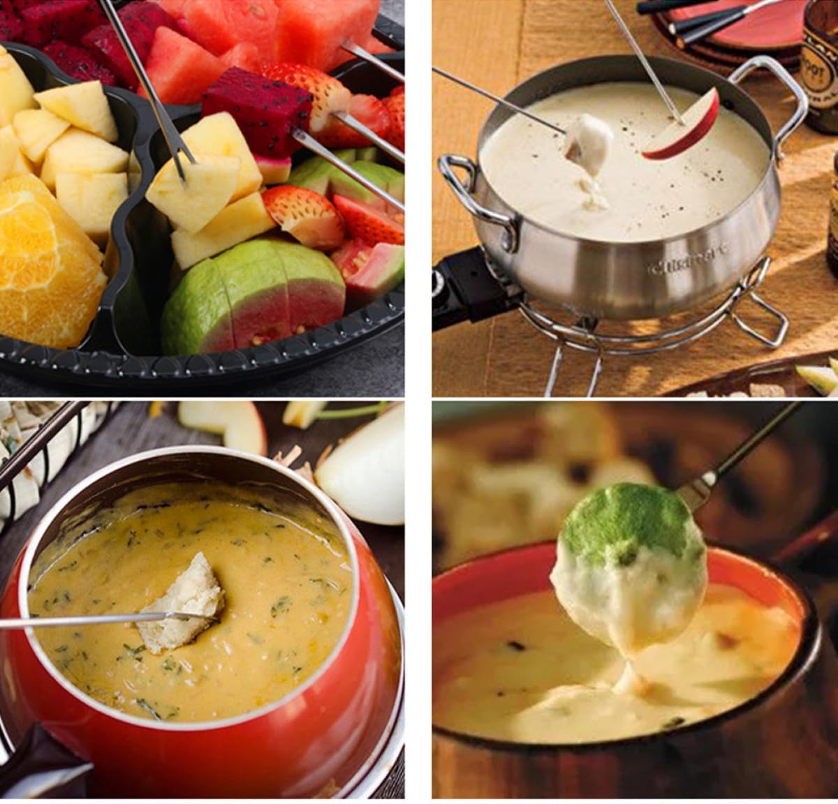 8pcs Stainless Steel Fondue Forks Plastic Handle Cheese Forks for Barbecue Outdoor Kitchen Dining Set Random Color