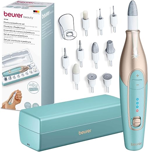 Beurer – Set de manicura y pedicura profesional Beurer MP-84 con luz con batería de litio.