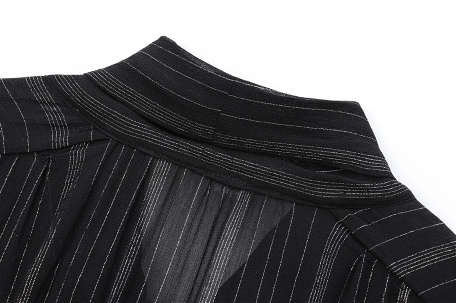 Camicette da donna a righe con volant per donna elegante casual a maniche lunghe in pizzo vintage