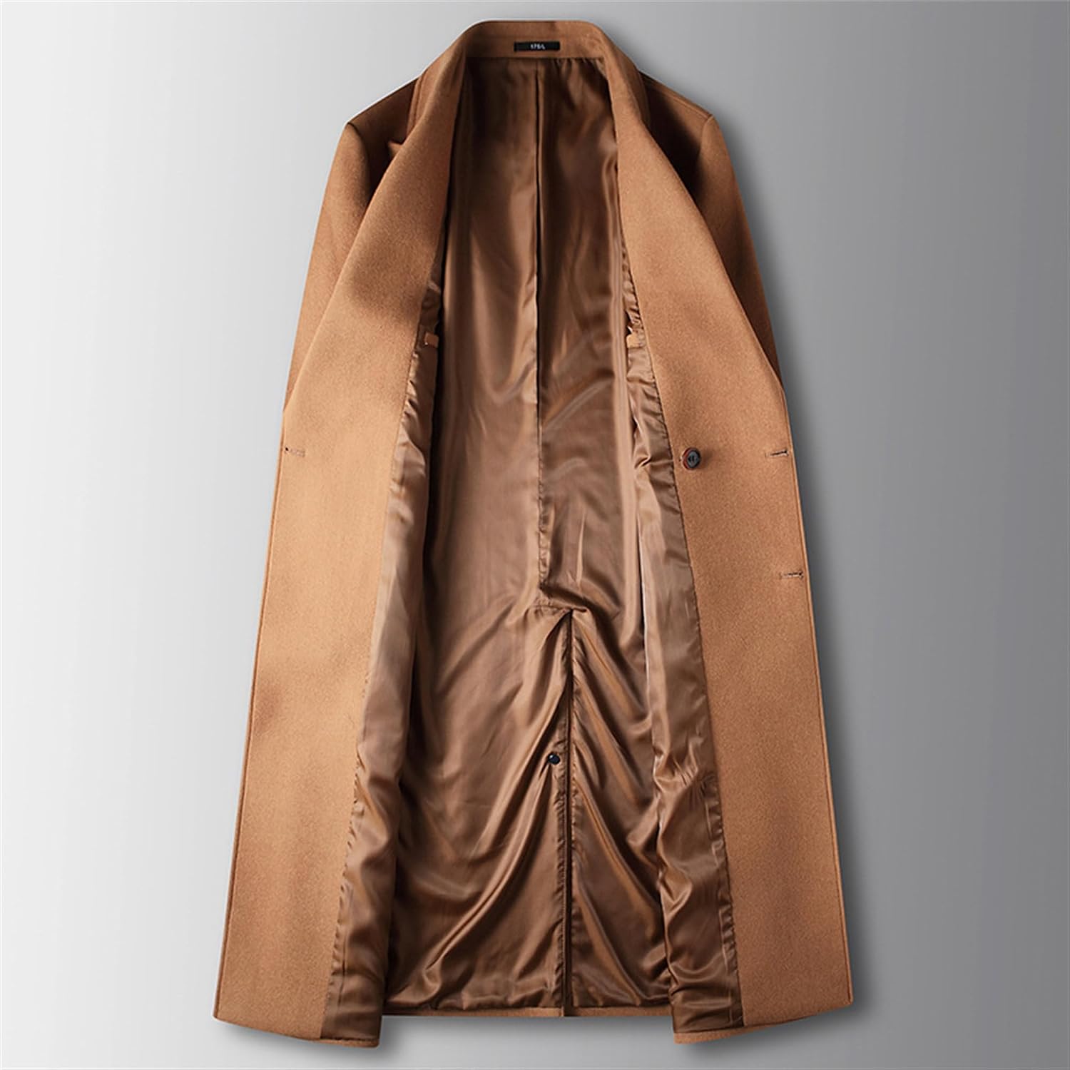 Maiyifu-GJ Men's Double Breasted Long Wool Blend Coat Winter Notch Lapel Windbreaker Trench Overcoat Slim Fit Jacket