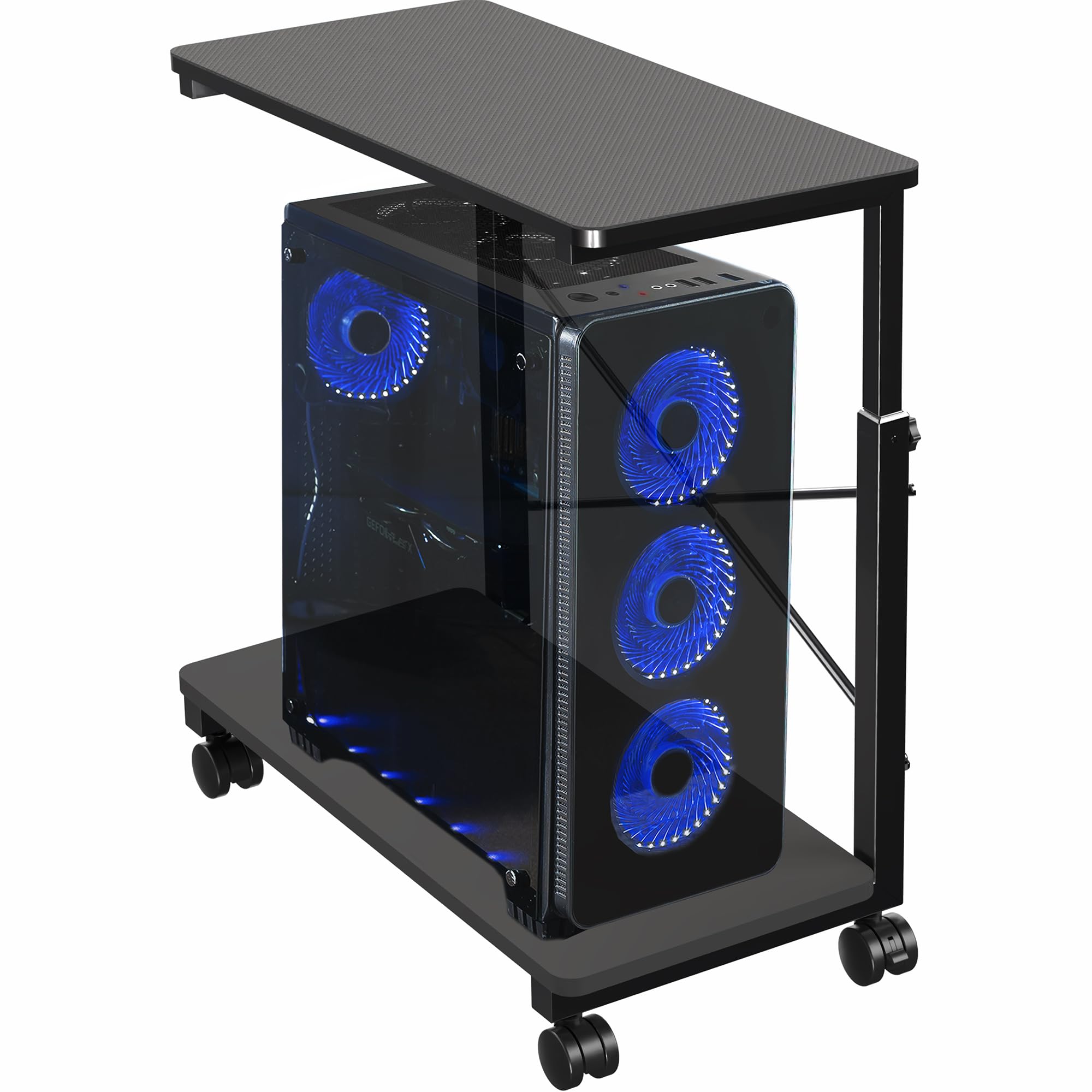 VIVO Large Mobile Adjustable 2-Tier PC Stand, Premium Gaming CPU