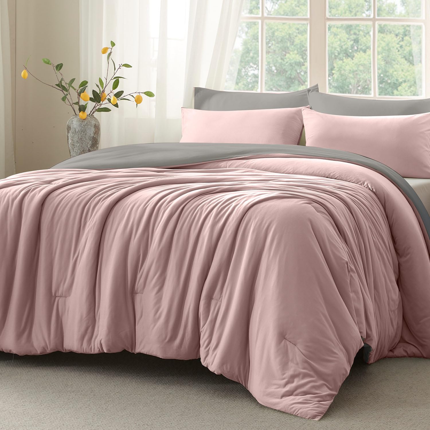 Queen Comforter Set, Ultra-Soft Jersey Knit 3 Piece Bedding Sets