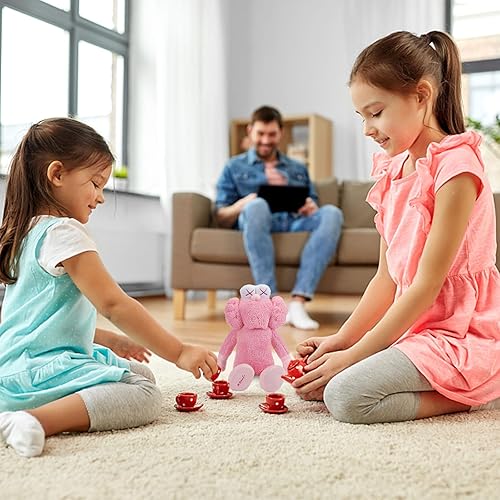 Miniatura 3 de Lindo juguete de peluche de 17.7 pulgadas, muñeco de peluche, Navidad, cumpleaños para fiesta, se puede utilizar como un regalo variado (rosa)