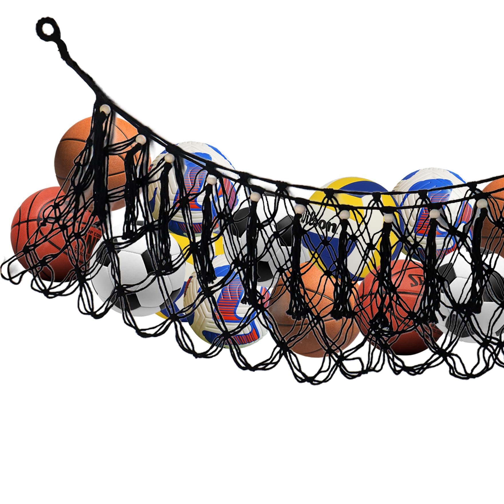 Klmnop Sportball-Aufbewahrungsnetz, hängende Garage, Organizer, Netz, Sportausrüstung, Hängematte für Basketball, Volleyball, Fußball