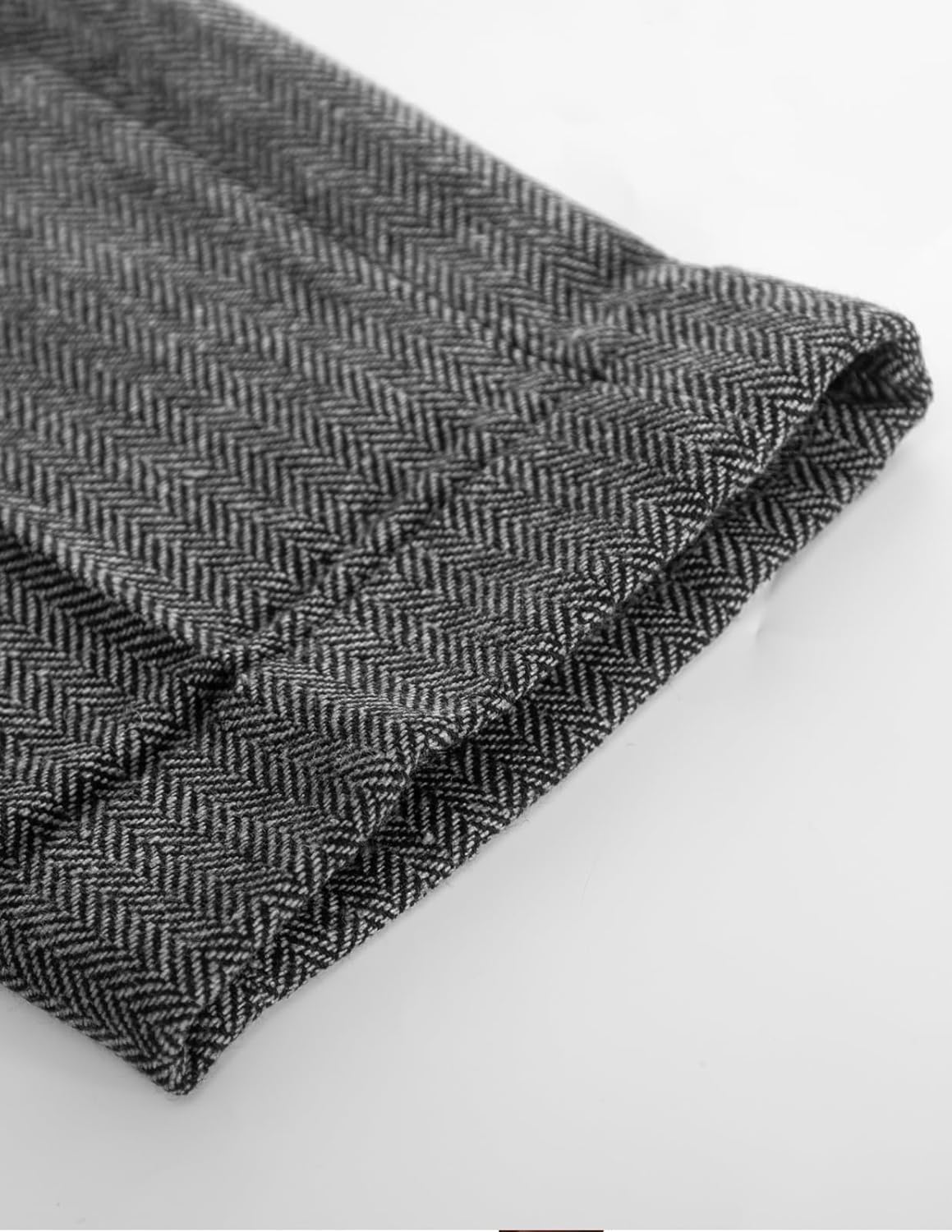 PJ PAUL JONES Mens Tweed Herringbone Pants Winter Warm Business Dress Pants for Wedding Grey - Image 6