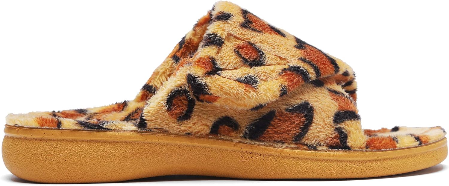 SOLLBEAM Women's Plantar Fasciitis Fuzzy House Orthopedic Adjustable Slippers With Arch Support Orthotic Heel Cup Sandals For Ladies