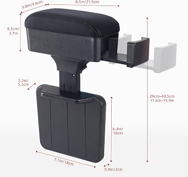 Adjustable Car Armrest, Car Center Console Car Arm Rest with Cup Holder, Auto Armrest Extender Organizer Box, PU Leather Seat Gap Organizer Elbow and Forearm Wrist Support for Most Vehicles