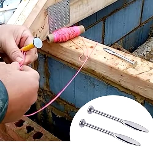 Miniatura 7 de Paquete de 2 pasadores de línea de mampostería para colocar ladrillos, albañiles de 6 pulgadas, alfileres de ajuste de ladrillos,