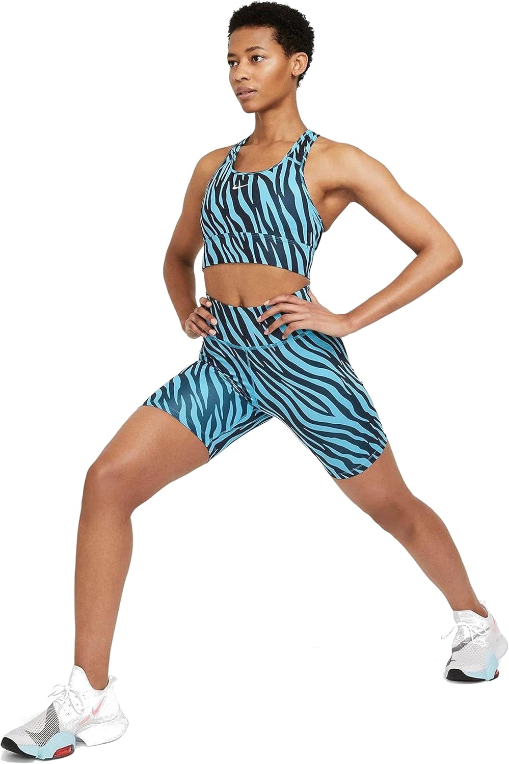 Nike Dri-Fit Swoosh Icon Clash Medium-Support Sports Bra (Medium, Chlorine Blue/White)