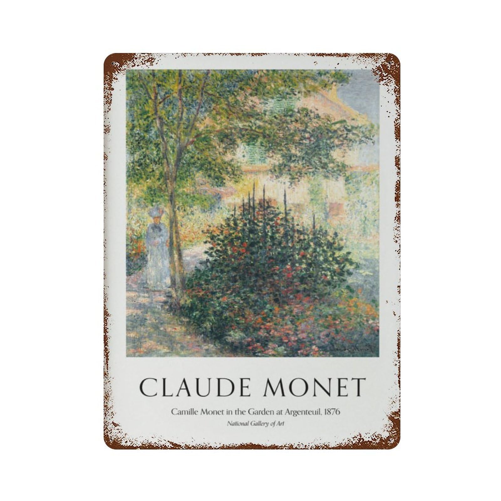 xiaoxiaoshen Monet 'camille in The Garden' Vintage Floral Wall Decor Art Metal Tin Poster Modern Home Decor Art Home Bar Shop Decorations Vintage Sign 40x30cm