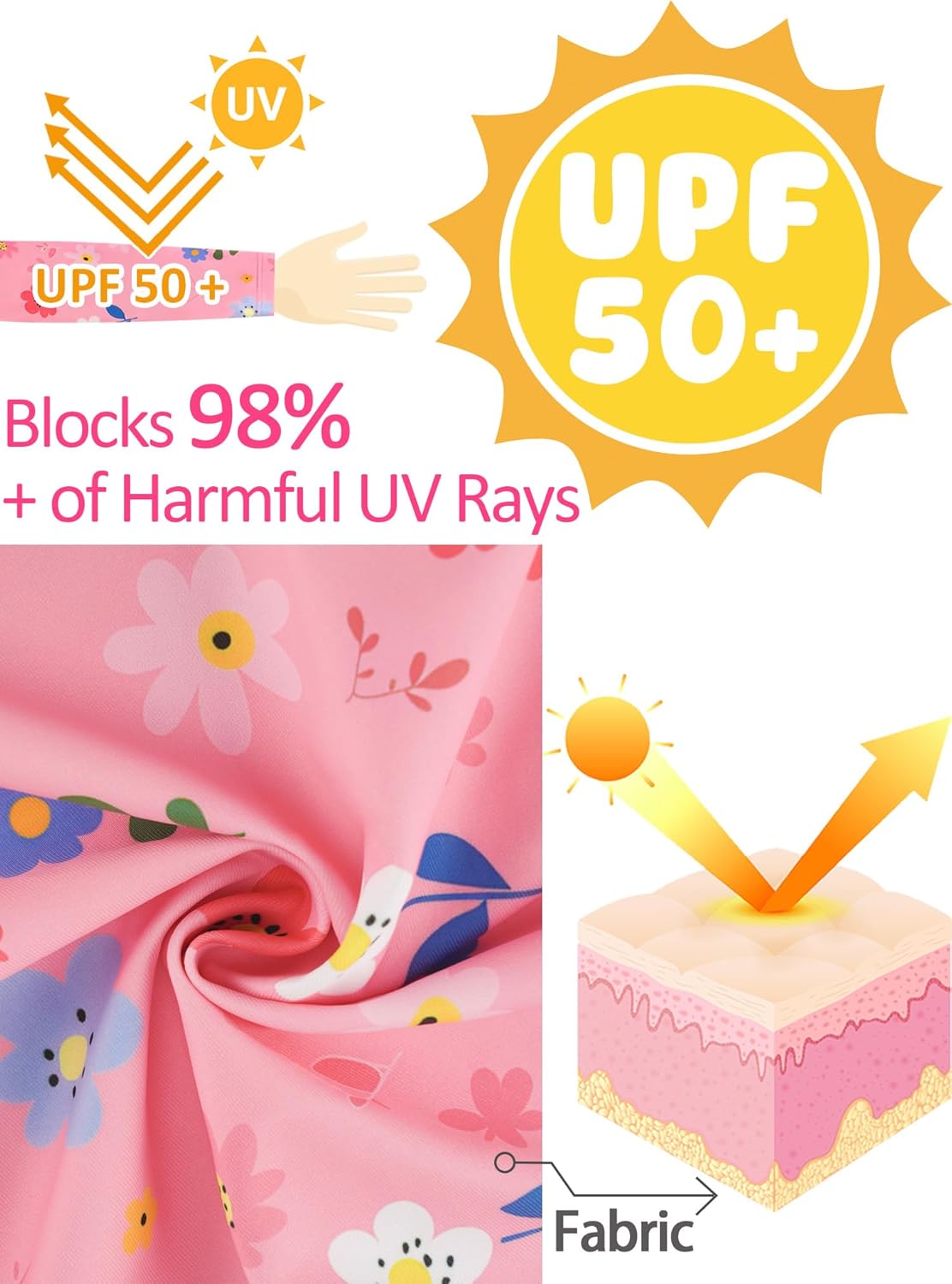 Girls Two Piece Long Sleeve Swimsuit Rash Guard Set, Kids Bathing Suit for Toddler, Size 3 Month to 8 9 10 12 14 - Image 3