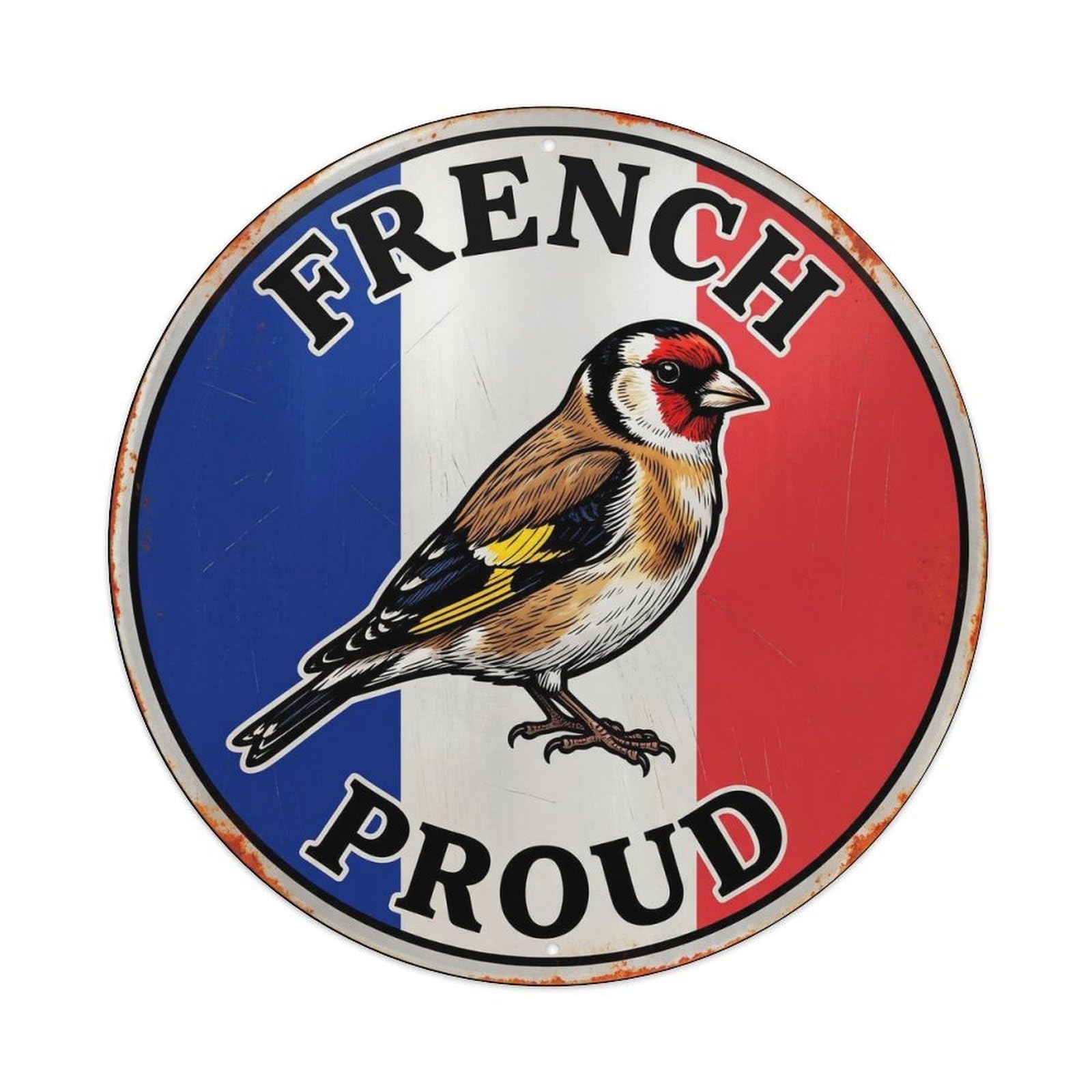 Olhnbad Style French Proud Goldfinch Bird Wildlife Heritage Emblem Metal Tin Sign
