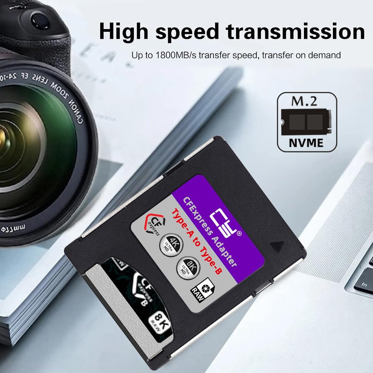 CFexpress Type-A Card to Type-B Memory Socket Kit Case CFE CFA to CFB Adapter Compatible with Camera 8K RAW PCIe Expansion