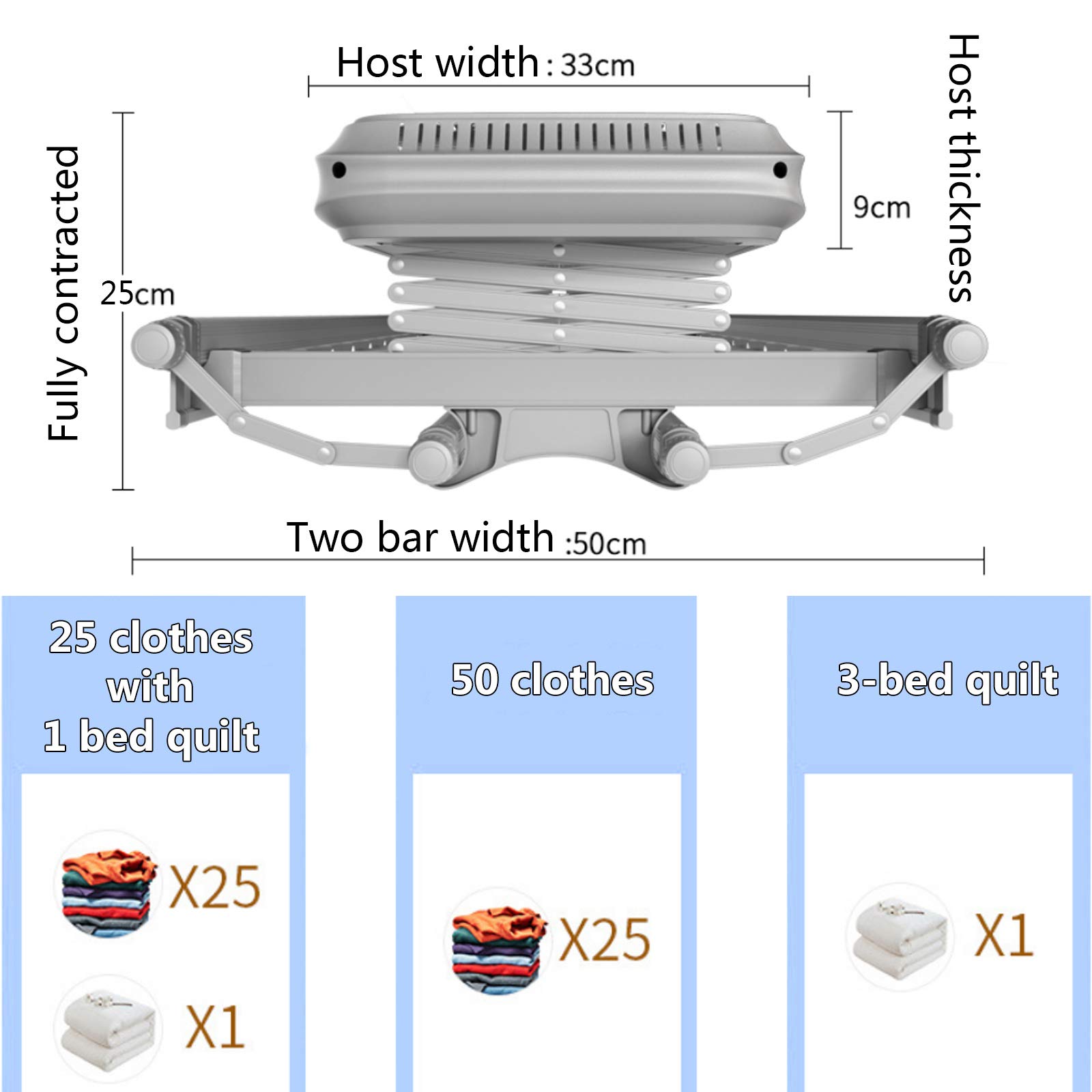 LXLTLB Turmtrockner Extendable Wäscheständer Intelligenter Wäscheständer Automatischer Wäscheständer Wäscheständer Mit Lufttrocknungs- und Desinfektionsfunktion für den Innen,Grau - Image 3