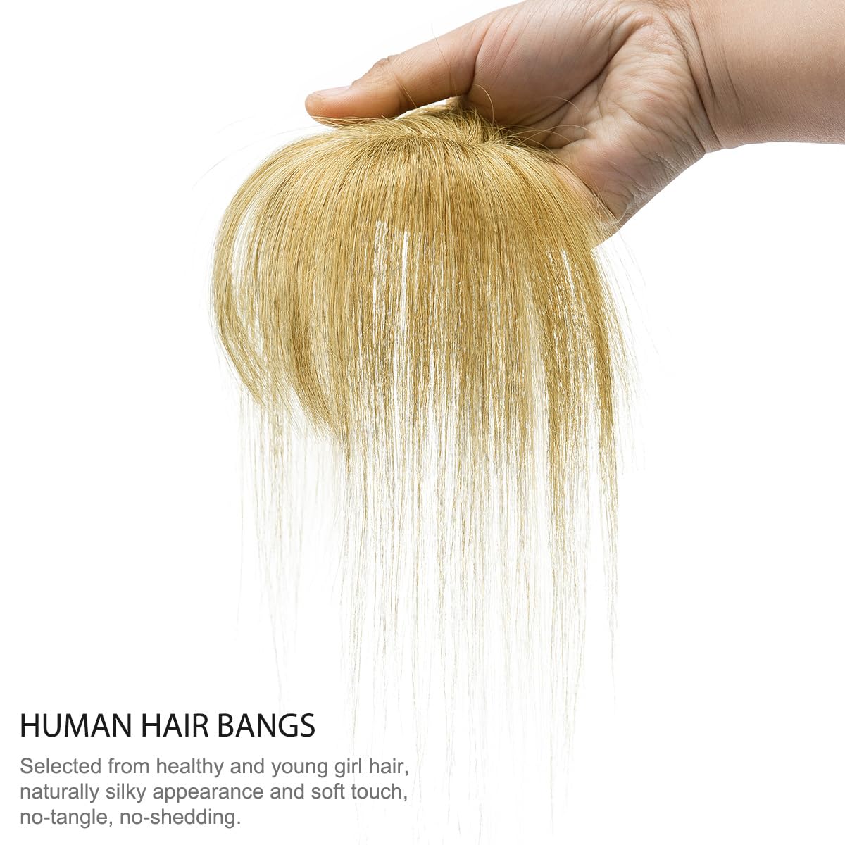 Yamel 3D Clip In Fringe Real Human Hair Bangs 360Cover for Thinning French Fringe Lightweight For Women Honey Blonde - Image 2