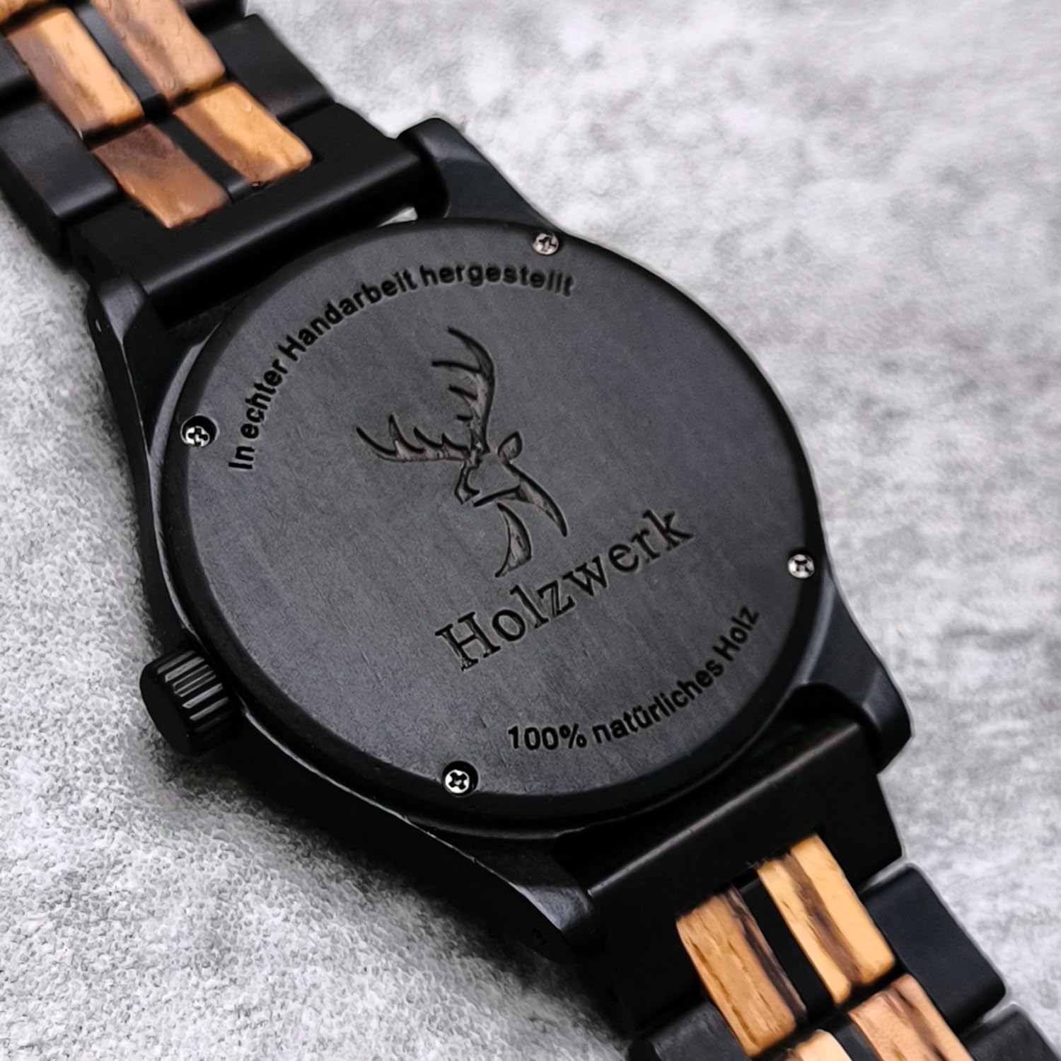 Holzwerk Germany Handgefertigte Herren-Uhr Öko Natur Holz-Uhr Holz Armband-Uhr Braun Blau Buche Gold Schwarz Silber Zebra Bunt Muster Analog Quarz-Uhr Datum und Wochentag Anzeige