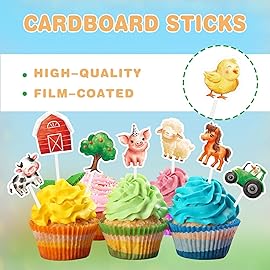 WERNNSAI 40 PCS Farm Animals Cupcake Toppers - Barnyard Birthday Decorations Farm Cake Toppers Picks Barnyard Cake Decorations for Kids Birthday Baby Shower Supplies