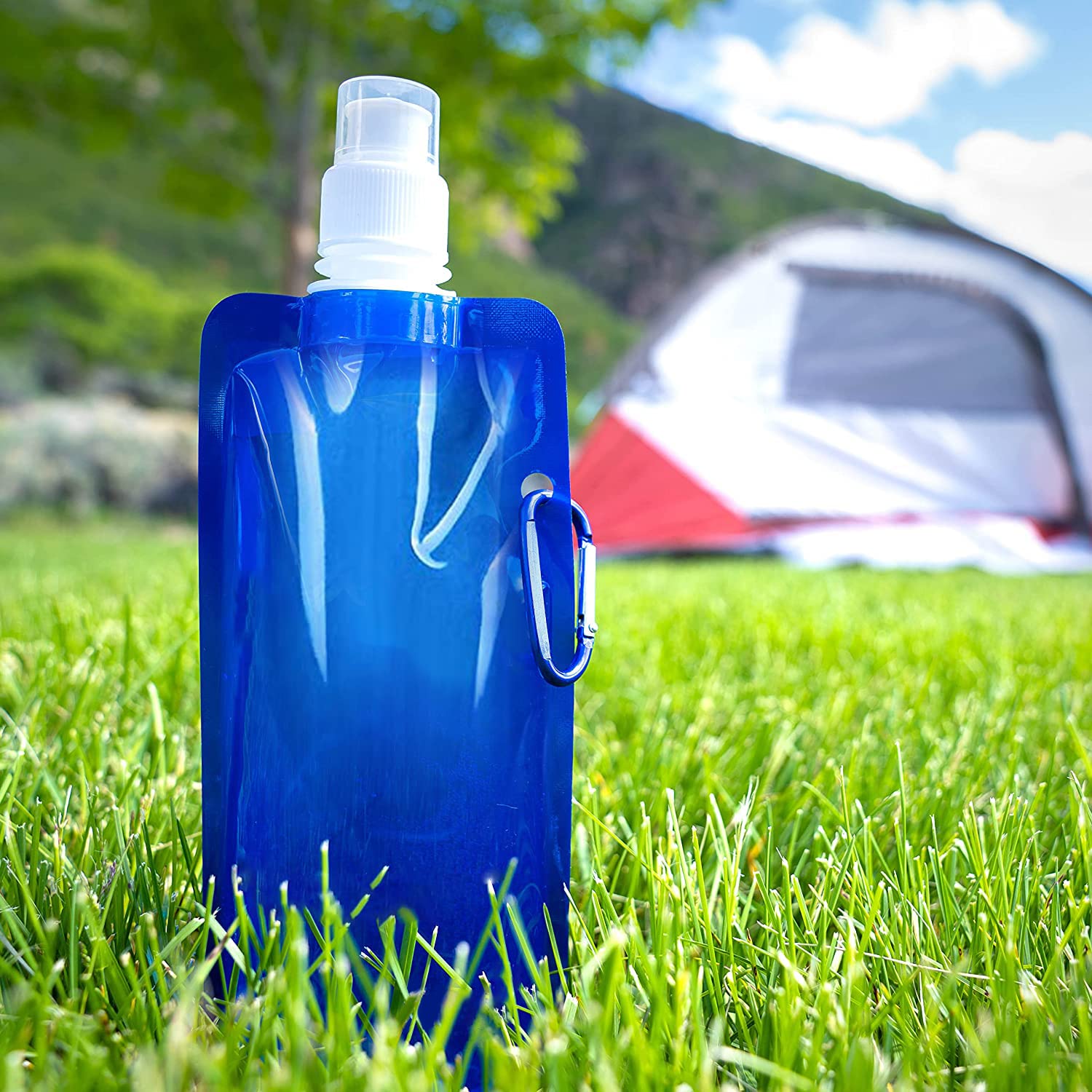 OuLi Faltbare Wasserflaschen – 5 Stück, 500 Ml, TPU-Material, Mit Karabinerhaken