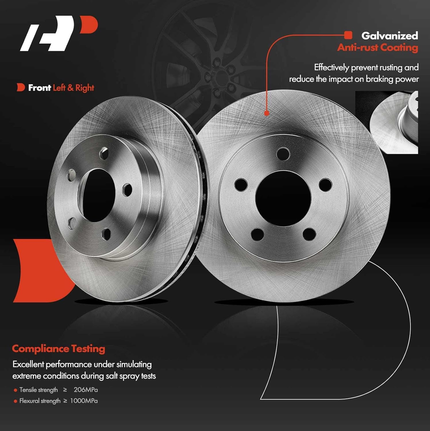 A-Premium 11.26 inch(286mm) Front Vented Disc Brake Rotors Compatible with Select Ford, Lincoln and Mercury Models - Explorer 95-01, Ranger 98-02, B3000 98-02, B4000 98-04, Mountaineer 97-01, 4WD Only