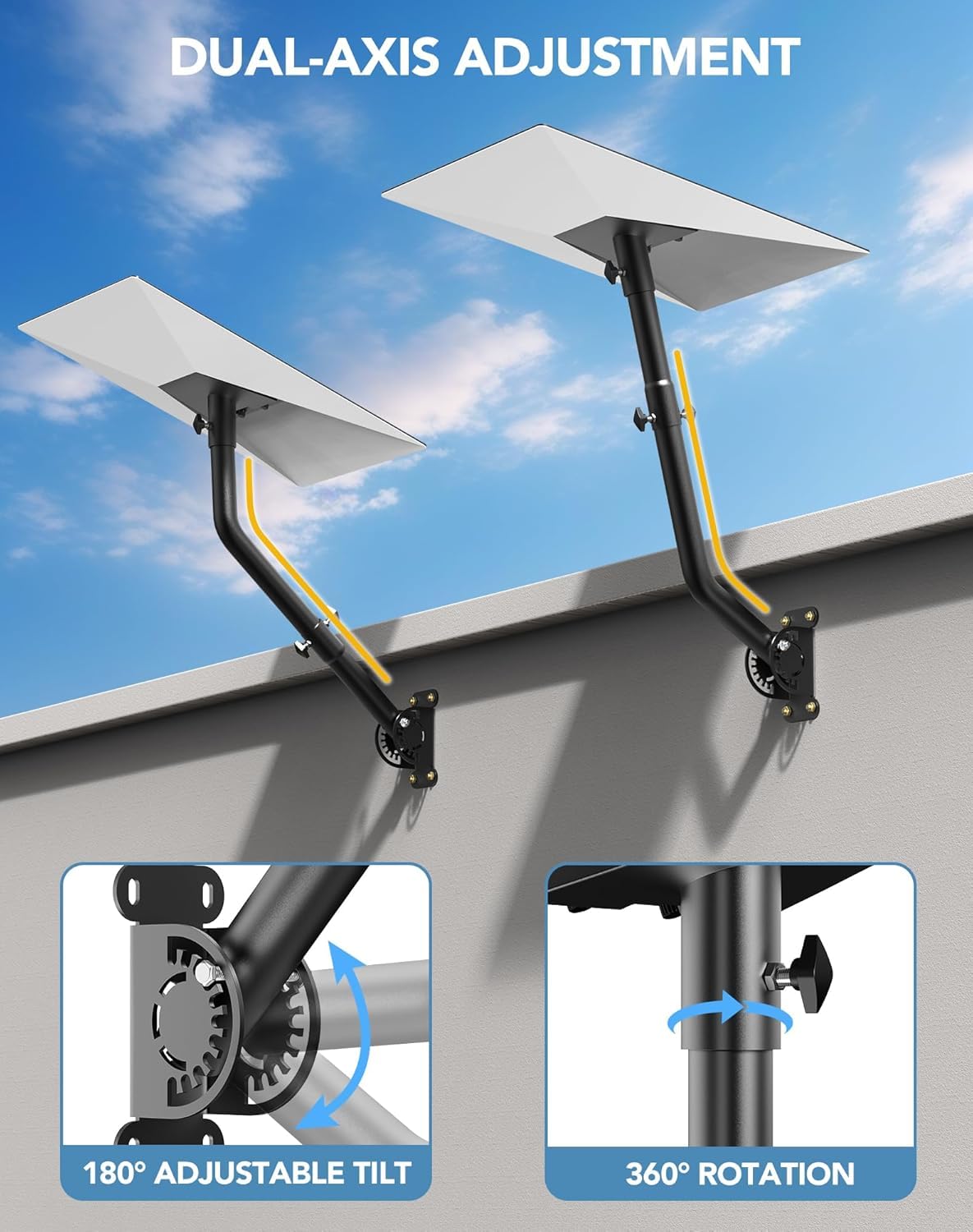 Zestaw aluminiowych adapterów do rur do montażu ściennego dla anteny Starlink Gen 3 Standard V3, w pełni regulowany uchwyt UB-AM z kątem 360°, montaż z długim słupem przedłużającym, zewnętrzna kotwica