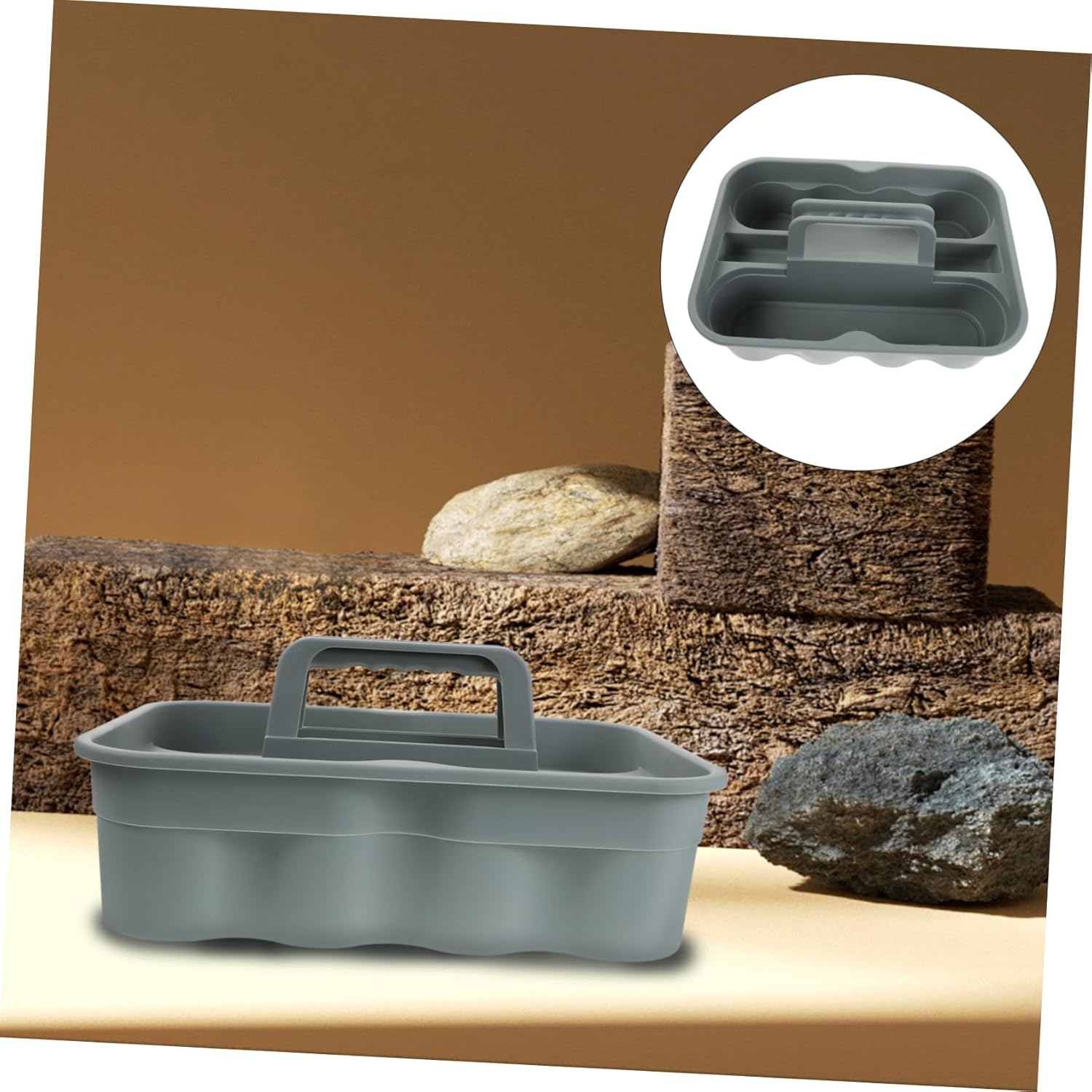 Amosfun Portable Handheld Plastic Cleaning Basket for Car and Bath Use 10L Capacity Shower Organizer with Handle for Car Detailing and Home Storage