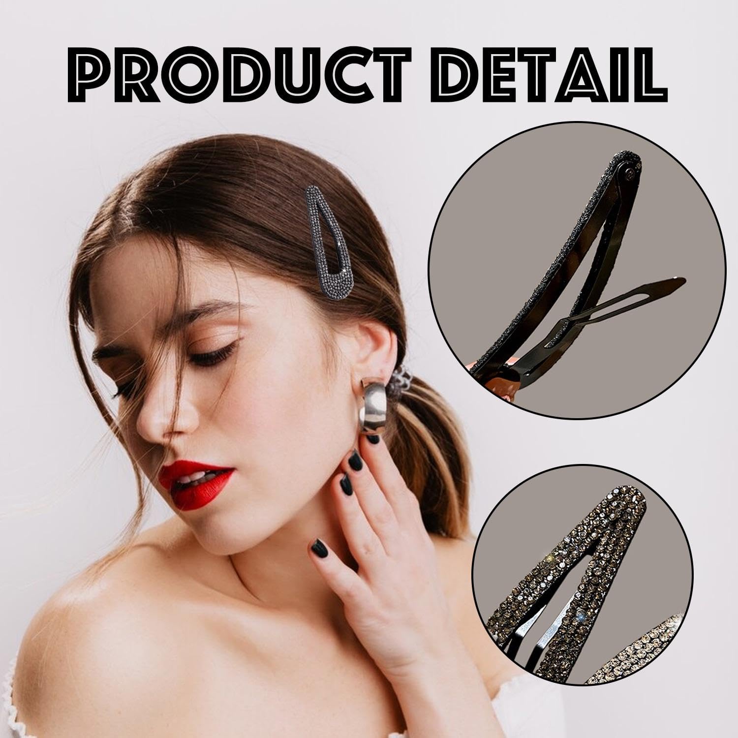 8 Pcs Rhinestone Hair Clips, Diamond Hair Clips for Women Silver Hair Clips, Glitter Hair Clips - Image 3