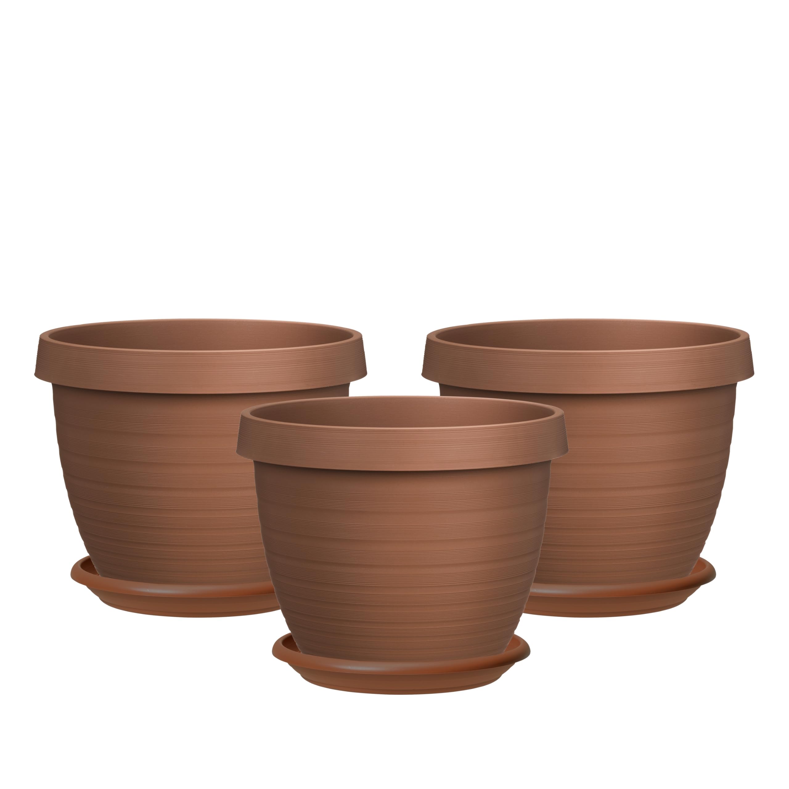 Scheurich Lot de 3 pots de fleurs Country Star avec soucoupes en plastique, terre cuite, diamètre 39 cm, hauteur 30 cm