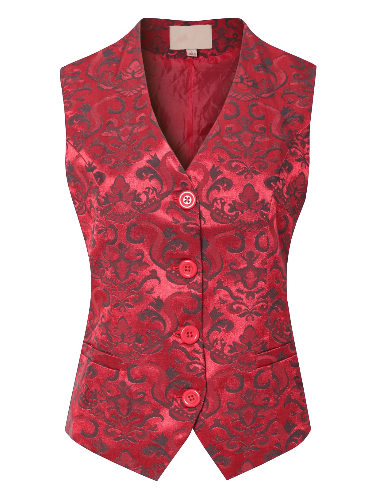 Design by OliviaWomen's Fully Lined 4 Button V-Neck Economy Dressy Suit Vest Waistcoat