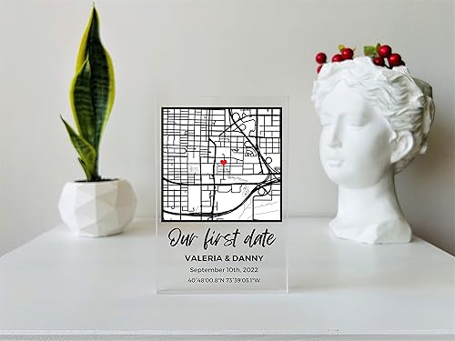 Miniatura 3 de NEXT DAY SHIP Custom Our First Date Map Block - Couples Map, Where It All Began, Gift for Her, Acrylic Plaque, Custom Location, Couples Gift, Gifts