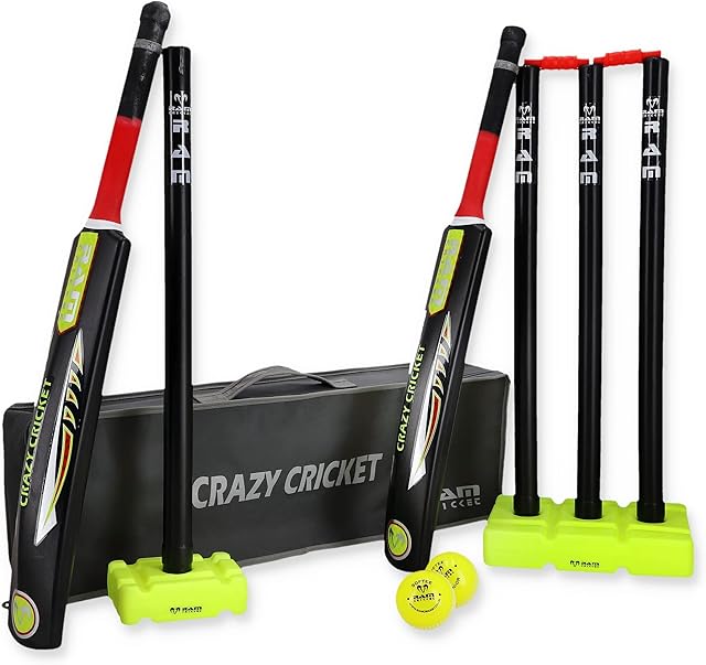Ram Crazy Cricket Set | Senior Kids Set | 2 x Size 6 Bats | Kwik Cricket Style Set for the Backyard, Beach or Park | Suitable for approximate ages 12+ years