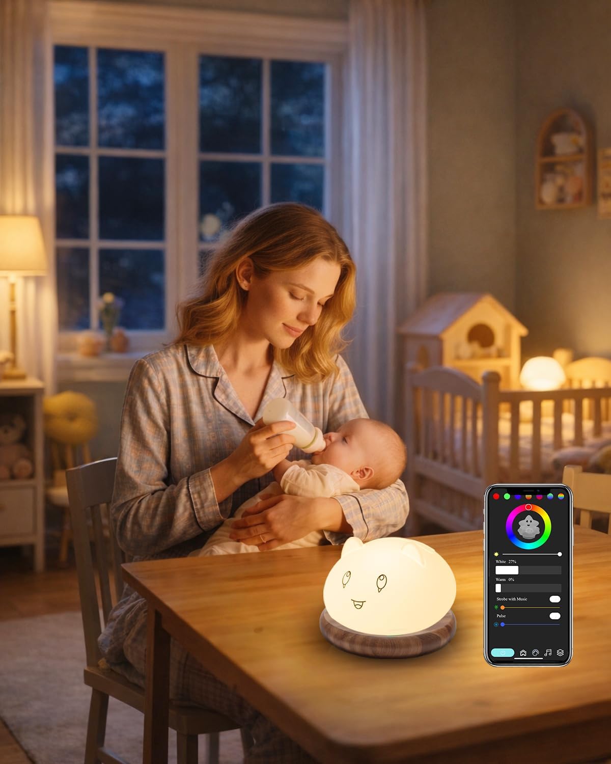 Capybara Night Light for Kids, Cute Animal Silicone Touch Lamp with Bluetooth Speaker, APP Control RGB Color Changing, Timer & Alarm Clock, Rechargeable Nursery Nightlight for Baby Girls Boys Bedroom