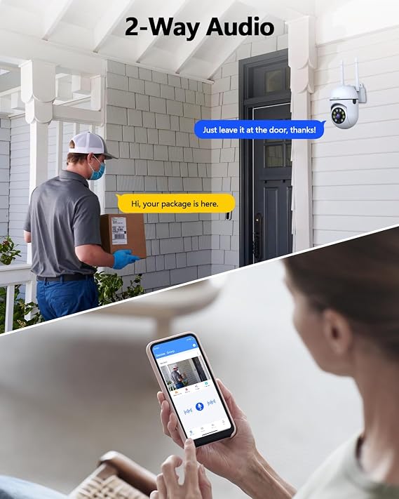 WEILAILIFE Auto Tracking & 2-Way Audio 3MP Security Cameras Wireless Outdoor, PTZ WiFi Video Surveillance Cameras for Home Security