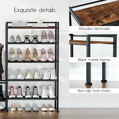 Miniatura 6 de Zapatero organizador y almacenamiento  Zapatero de metal de 5 niveles con almacenamiento para botas y lateral cualquier combinación  Estante de