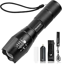flintronic Professional Powerful LED Flashlight, Super Bright Flashlight with Holster, 5 Modes IP67 Waterproof, Zoomable Flashlight for Camping, Hiking, Outdoor, Emergency