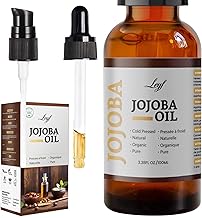 Leyf Bio Jojobaöl 100 ml, 100% Rein, Vegan, Körper, Haare, Gesicht, Nägel, Glasflasche + Glaspipette + Pumpe, Feuchtigkeitspflege, Futterspender, Körperöl Straffend
