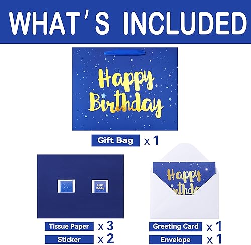 Miniatura 3 de Bolsa de regalo grande de 13 pulgadas para fiesta de cumpleaños de hombres, fiesta de cumpleaños de niños o niños, baby shower