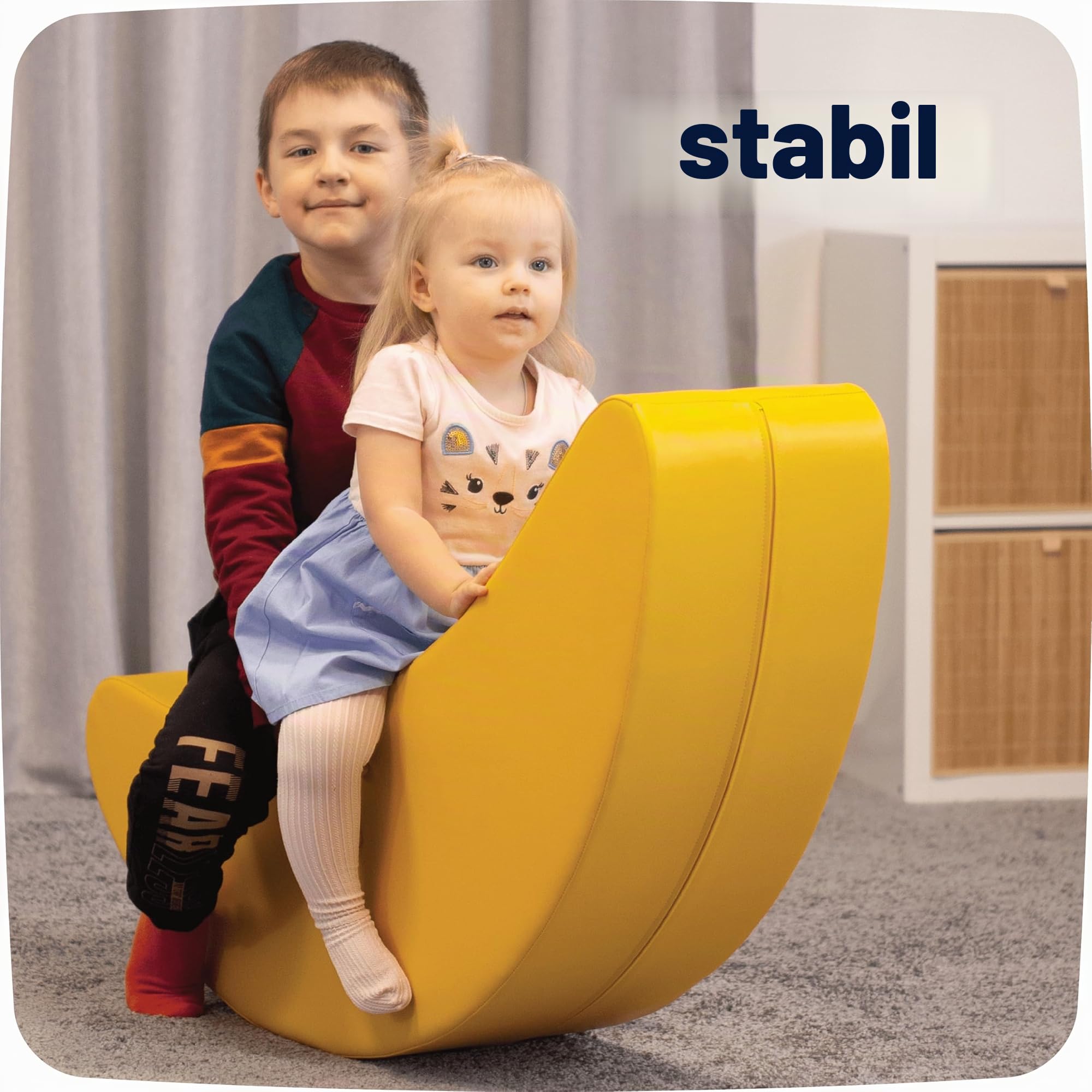 IGLU SOFT PLAY Softbausteine Schaukelpferd Banane Forme Schaukeltier Schaukelspielzeug Kinder Baby Spielzeug (Gelb)