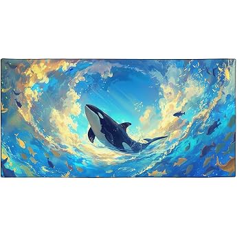 YISUMEI Microfibre Beach Towel XXL Beach Towel Lightweight Bath Towel Quick Drying Fantasy Whale 180 x 90 cm