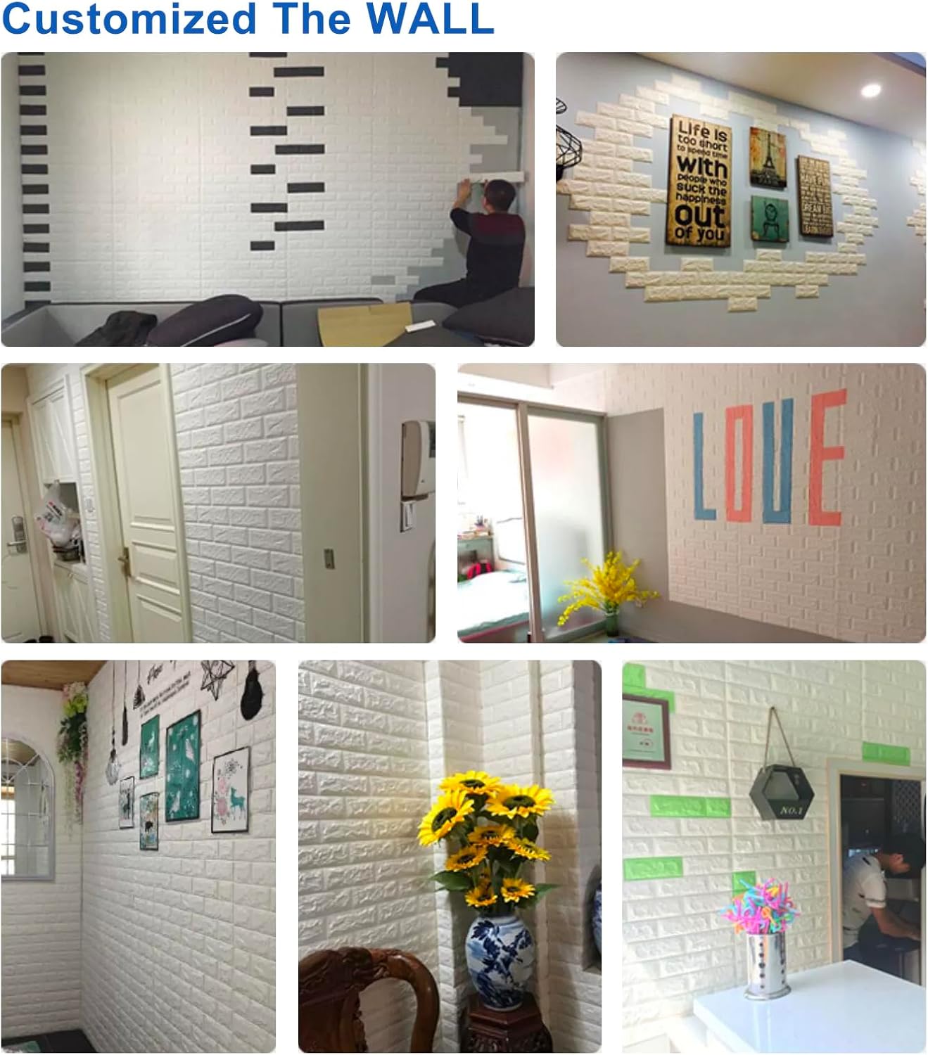 3D Wall Decor Panels Peel and Stick Backsplash, Waterproof Wall Panels Faux Brick Wallpaper Sticker for Wall Decor, Living Room, Bathroom, Hotel, Office 42.57 Sq Feet Matt White (30Pcs)