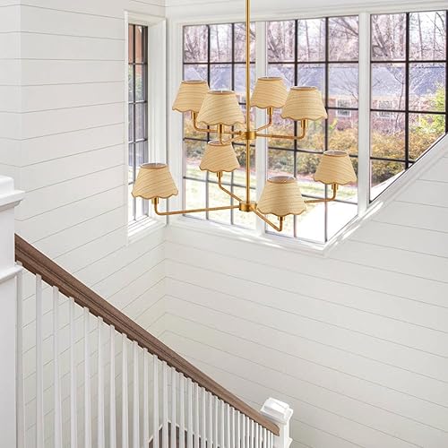 Miniatura 23 de Lámpara colgante de ratán bohemio de 39 pulgadas, 6 luces, lámpara colgante industrial rústica, grande, ajustable, accesorios de iluminación