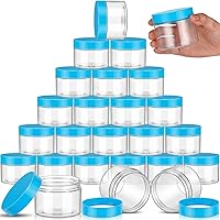 Vista 10 de 24 frascos de plástico transparente vacíos con tapas, recipientes de almacenamiento redondos de boca ancha para productos de belleza, crema