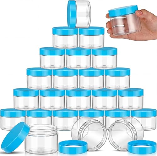 Miniatura 10 de 24 frascos de plástico transparente vacíos con tapas, recipientes de almacenamiento redondos de boca ancha para productos de belleza, crema