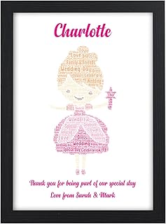 Fairy Princess Personalised Bridesmaid Flower Girl Thank You Gifts Wedding Bridal Party Thanks Presents - Perfect for Bridesmaids, Flower Girl, Maid of Honour - A5, A4, A3 Prints and Frames