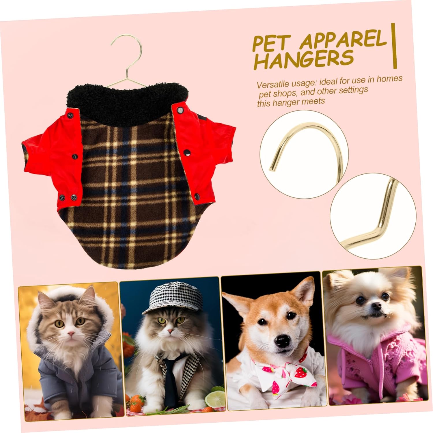 10Pcs Golden Metal Pet Hangers for Small Dog Clothes, 15cm image 5