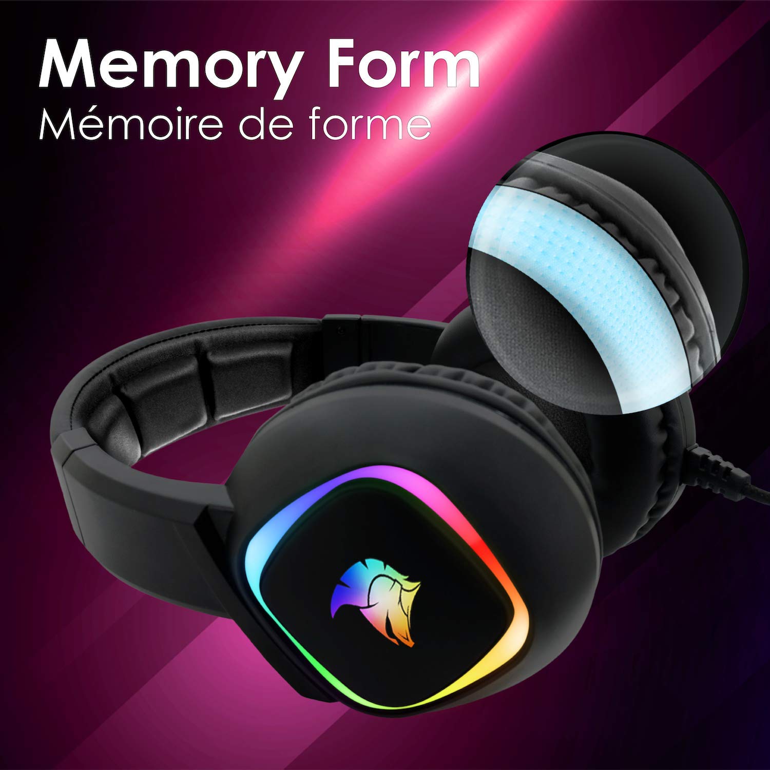 EMPIRE GAMING - Cuffie Gamer Dark Rainbow G-HD10 - Compatibile con Console di gioco PS4, PS5, Smartphone,Tablet,PC,Mac - Audio stereo ad alta definizione - Microfono flessibile omnidirezionale