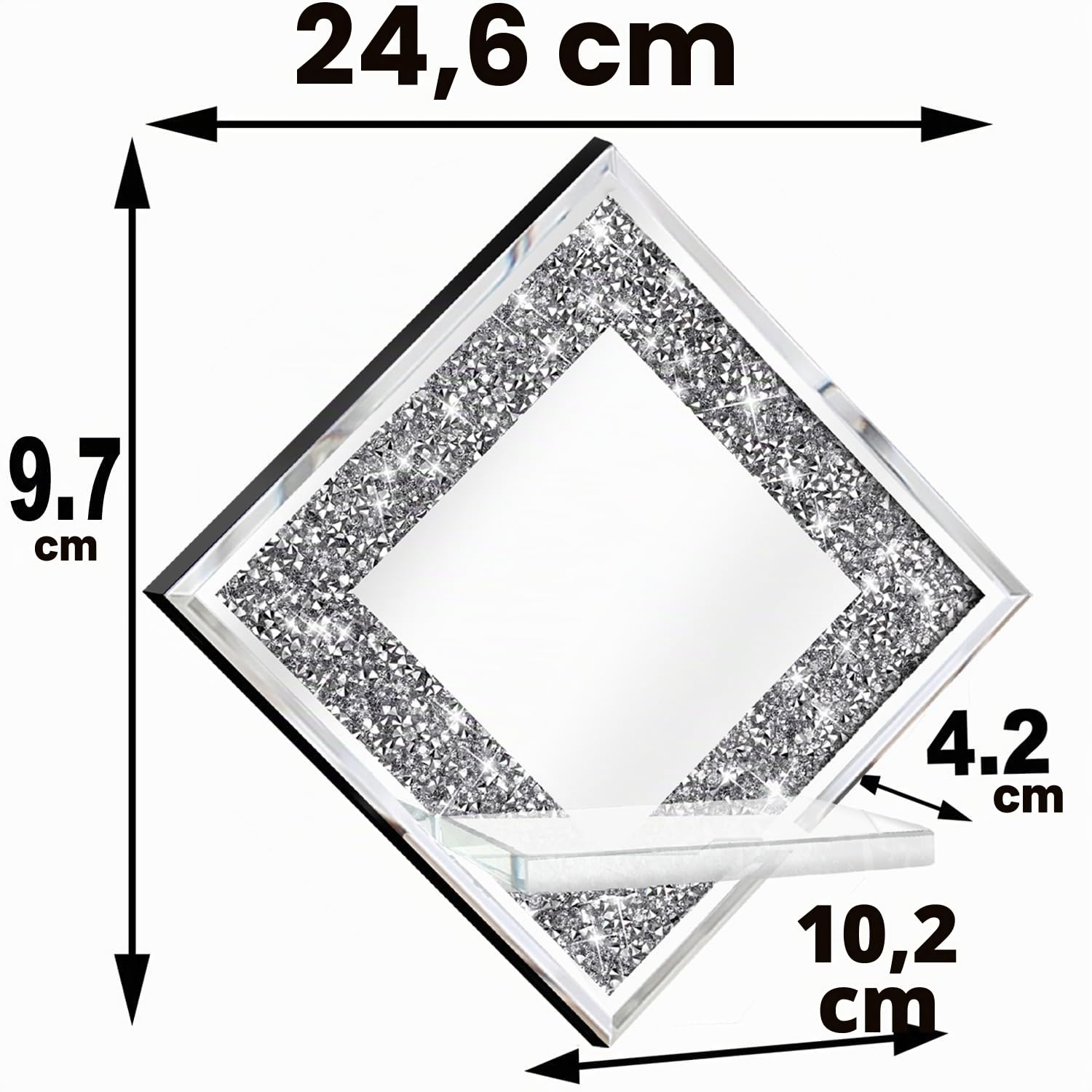 ZOLAPI Kristall-Crush-Diamant-Kerzenhalter im 2er-Set, Diamant, Silber, verspiegelte Kerzenleuchter, Wanddekorationen für Wohnzimmer, Esszimmer und Schlafzimmer