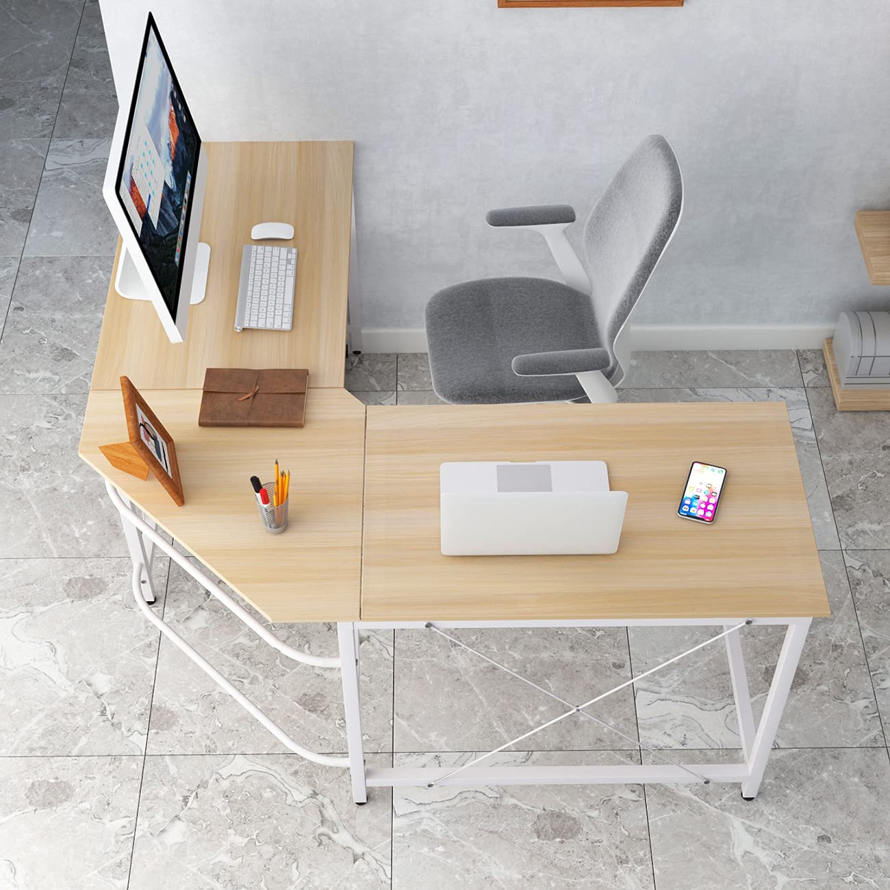 sogesfurniture Computer Desk LShaped Corner Desk l shaped desk Computer Workstation Large PC