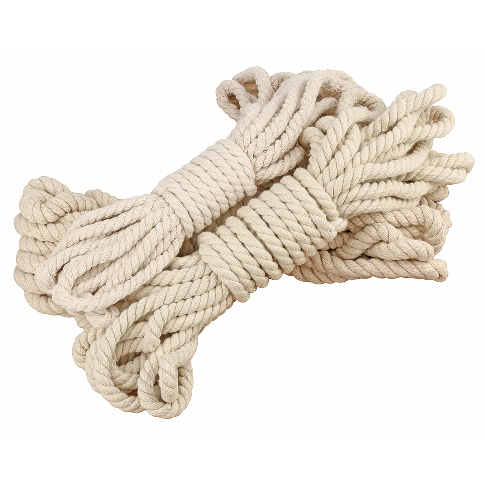 ZNKZJ Cuerda de algodón con cordón de macramé 328 pies,Cuerda de macramé, cordón de algodón Natural Suave Trenzado de 3 Hilos ，Cadena de macramé para Crafts, Colgantes de Pared,Beige-20mm